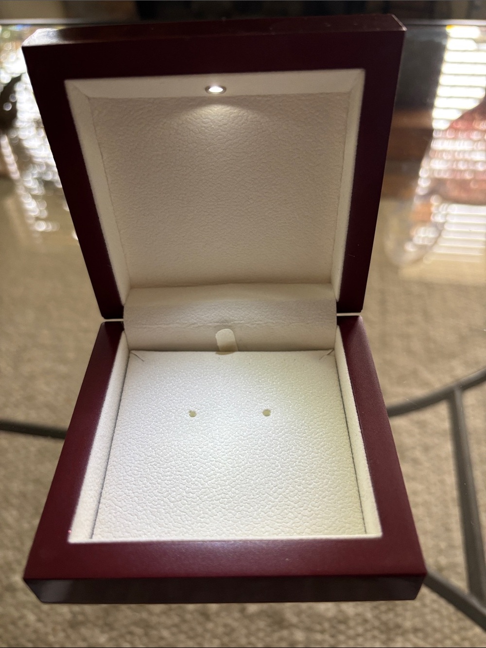 Classic Burgundy Jewelry Gift Box with Interior Light
